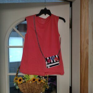 New Jessica Simpson Sugar Coral Stripe Purse Sleeveless Shirt Size Girl's XL